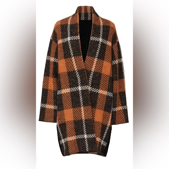 (nude) Cardigan Jacket - Women's Large Orange Black EUC - Plaid Sweater Knit - Picture 13 of 13